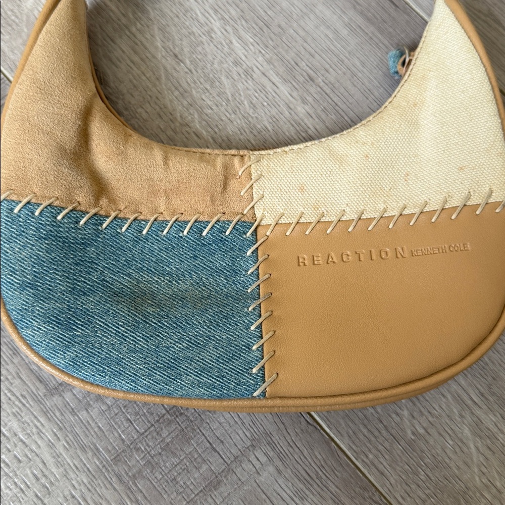 Kenneth Cole Reaction Patchwork Denim Leather Y2k… - image 2